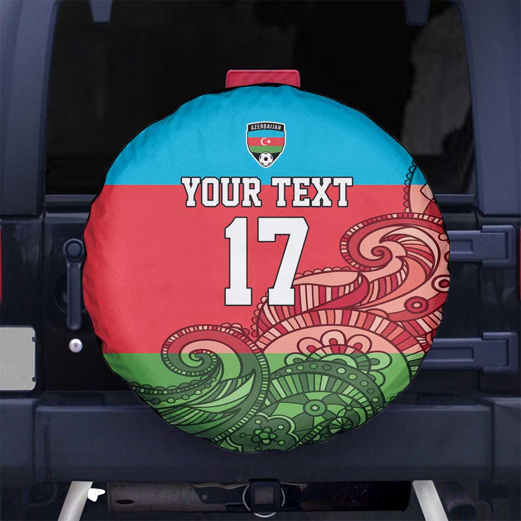 Custom Azerbaijan Football Spare Tire Cover Azerbaijan Pattern Buta