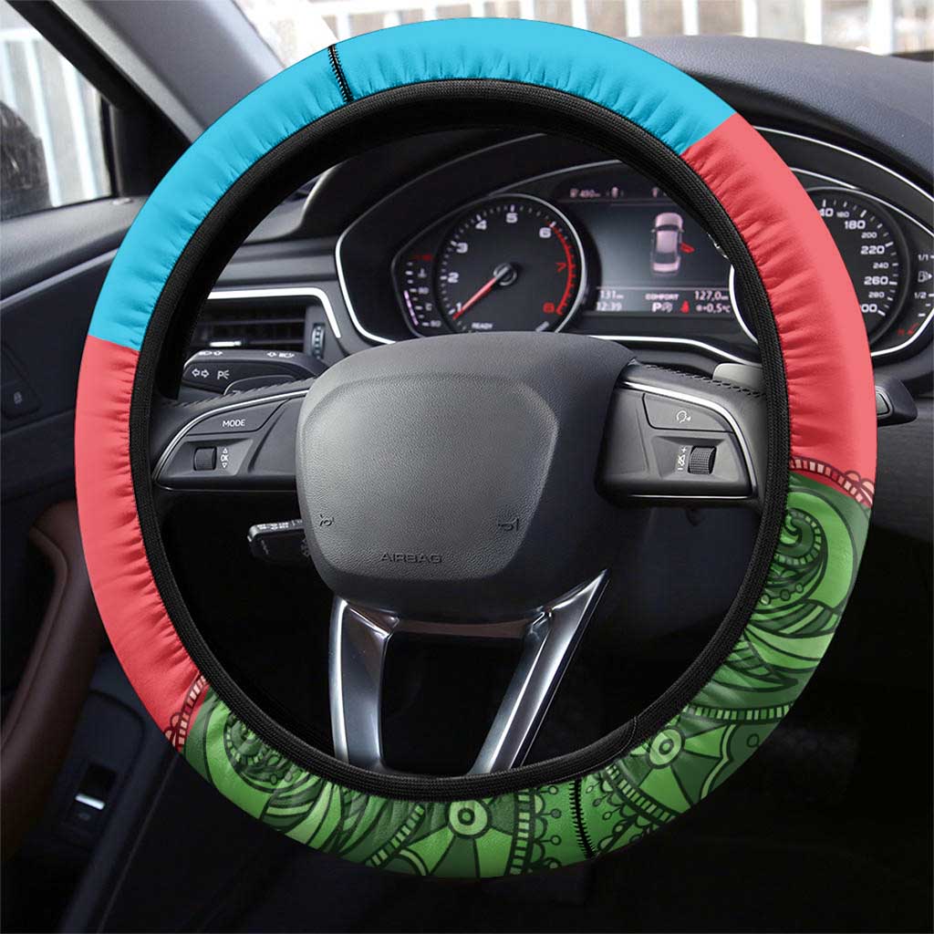 Azerbaijan Football Steering Wheel Cover Azerbaijan Pattern Buta