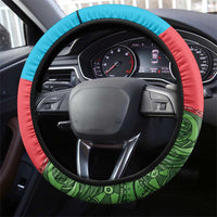 Azerbaijan Football Steering Wheel Cover Azerbaijan Pattern Buta