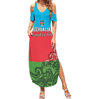 Custom Azerbaijan Football Summer Maxi Dress Azerbaijan Pattern Buta