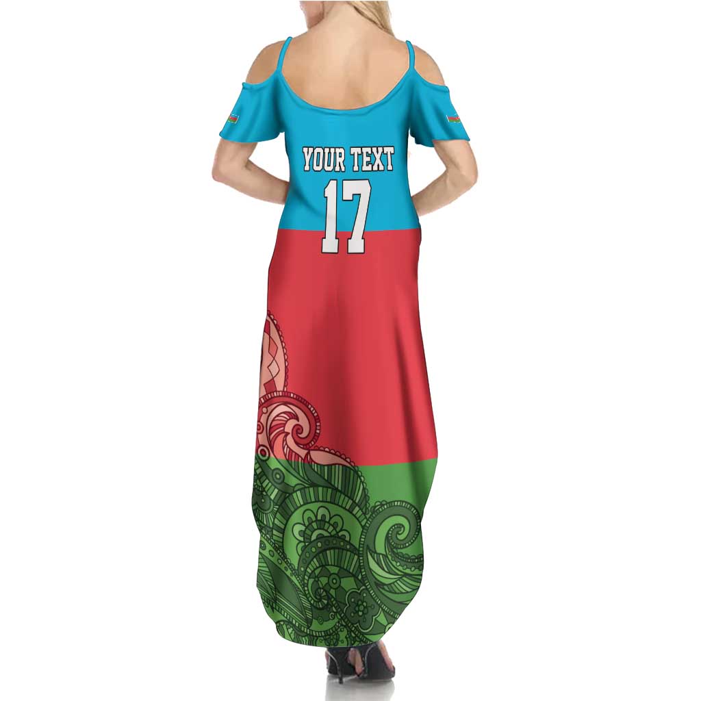 Custom Azerbaijan Football Summer Maxi Dress Azerbaijan Pattern Buta