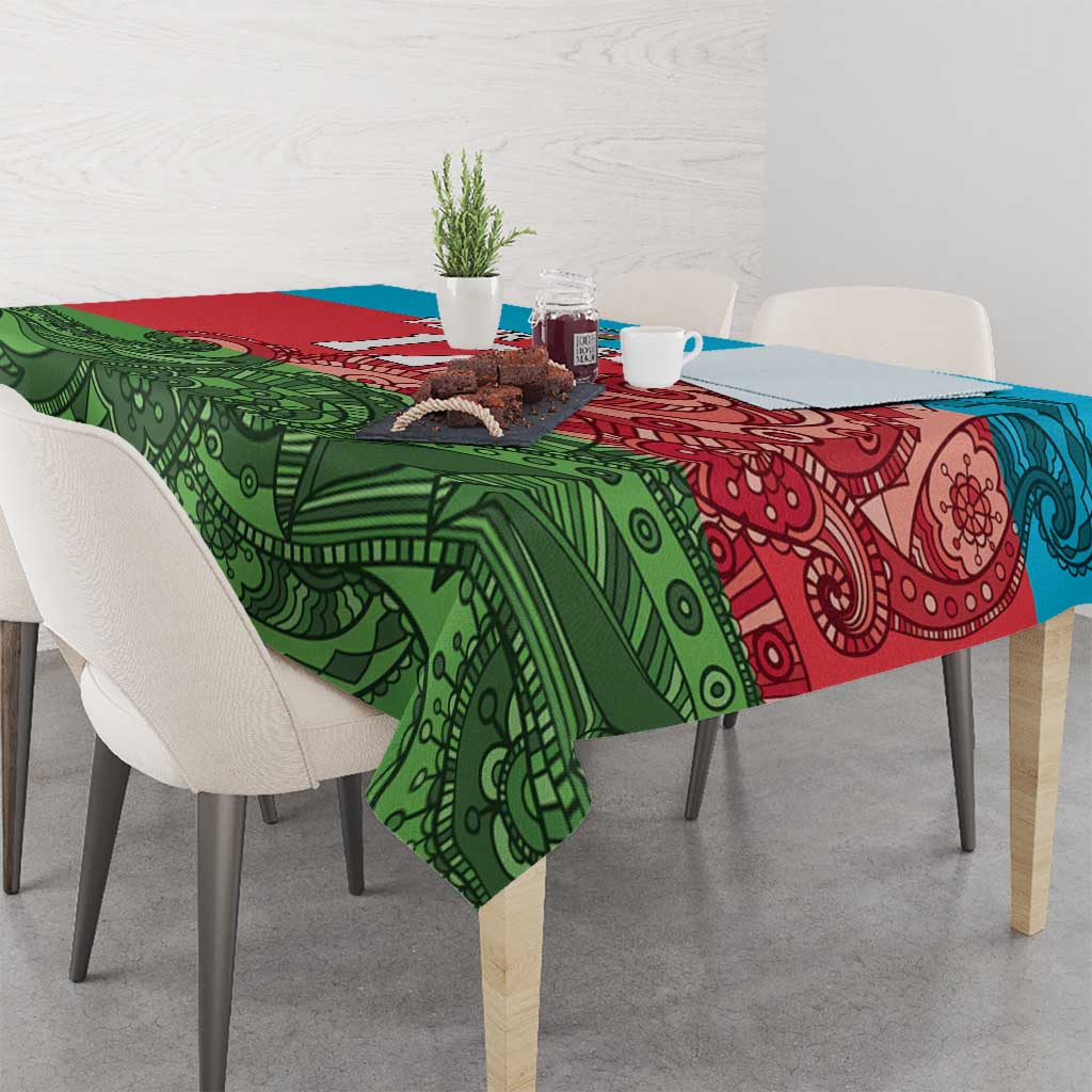 Custom Azerbaijan Football Tablecloth Azerbaijan Pattern Buta