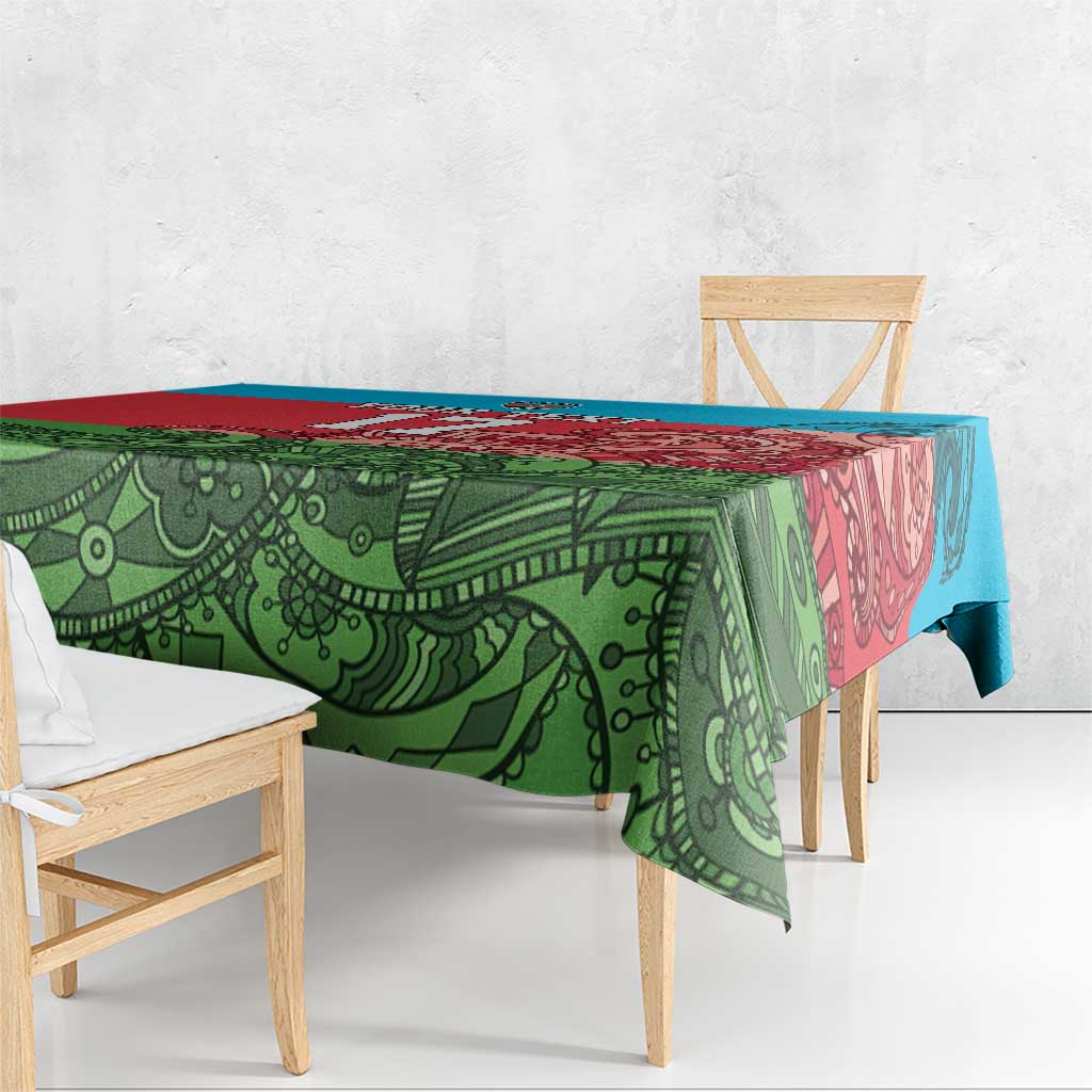 Custom Azerbaijan Football Tablecloth Azerbaijan Pattern Buta