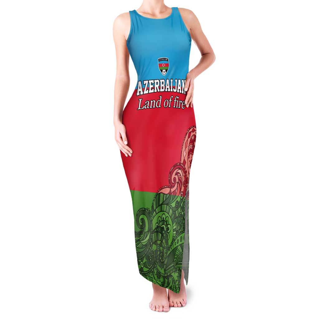 Custom Azerbaijan Football Tank Maxi Dress Azerbaijan Pattern Buta