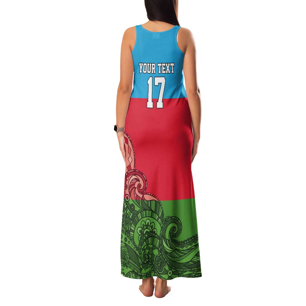 Custom Azerbaijan Football Tank Maxi Dress Azerbaijan Pattern Buta