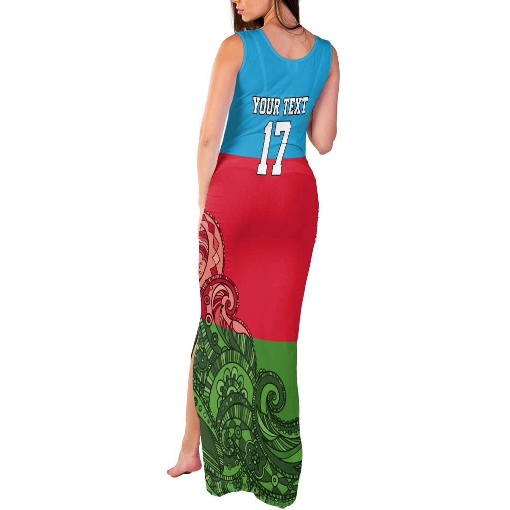 Custom Azerbaijan Football Tank Maxi Dress Azerbaijan Pattern Buta