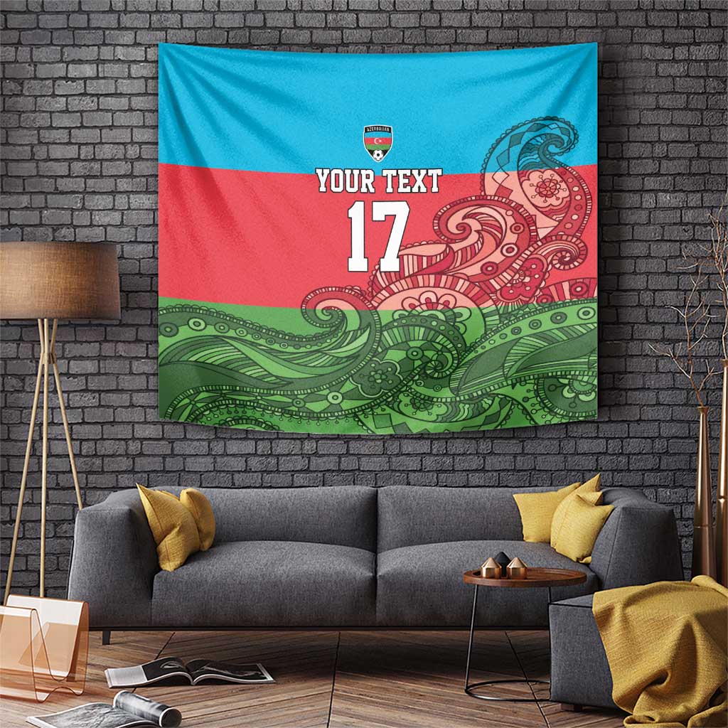 Custom Azerbaijan Football Tapestry Azerbaijan Pattern Buta
