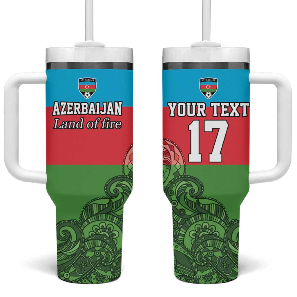 Custom Azerbaijan Football Tumbler With Handle Azerbaijan Pattern Buta