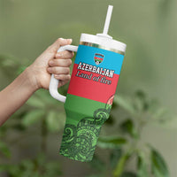 Custom Azerbaijan Football Tumbler With Handle Azerbaijan Pattern Buta