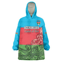 Custom Azerbaijan Football Wearable Blanket Hoodie Azerbaijan Pattern Buta