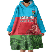 Custom Azerbaijan Football Wearable Blanket Hoodie Azerbaijan Pattern Buta