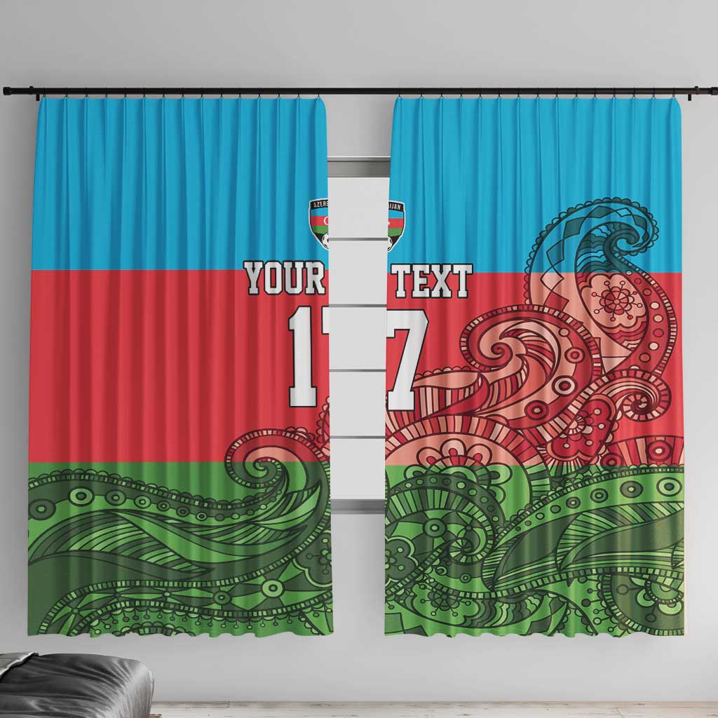 Custom Azerbaijan Football Window Curtain Azerbaijan Pattern Buta