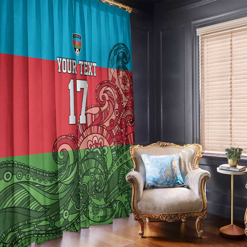 Custom Azerbaijan Football Window Curtain Azerbaijan Pattern Buta