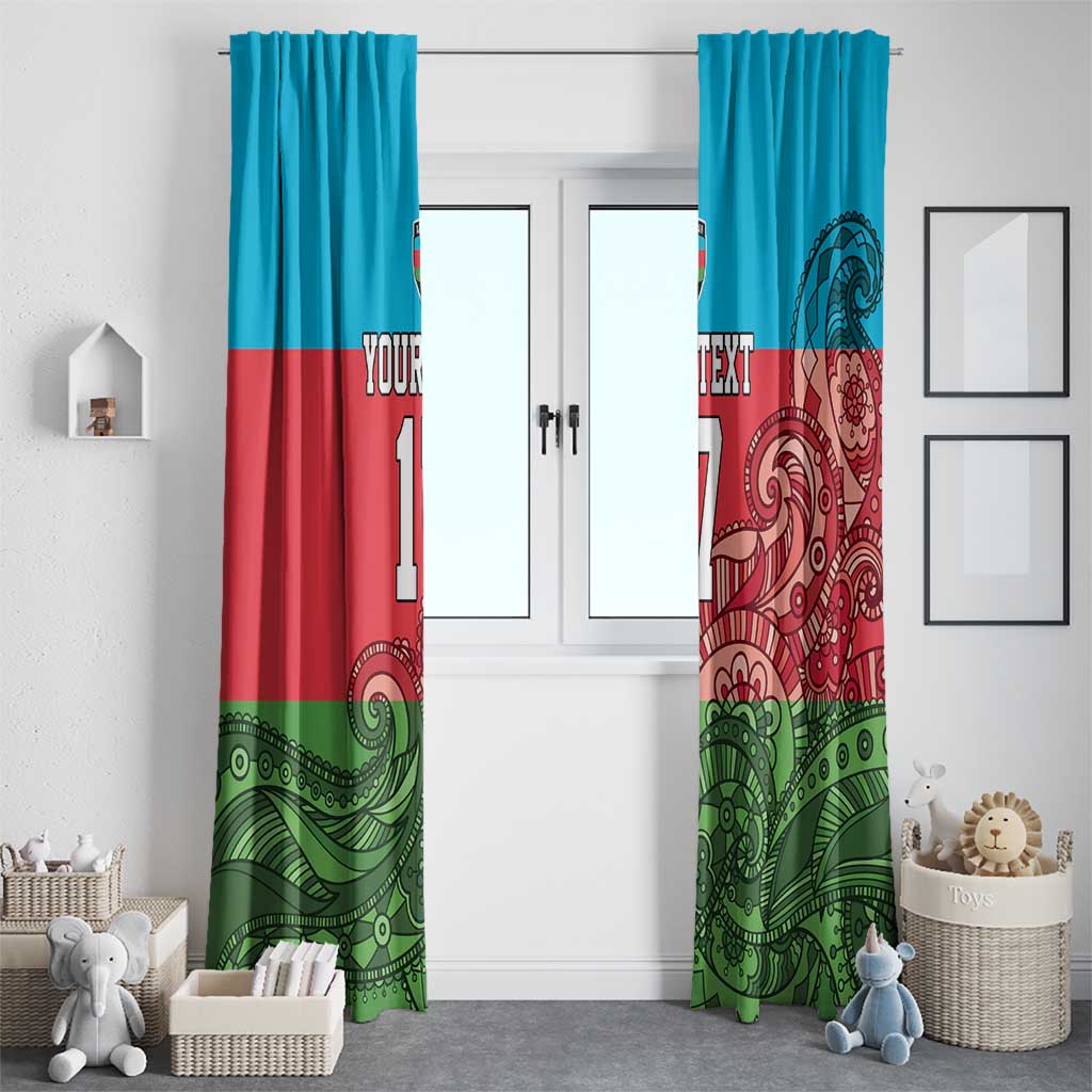 Custom Azerbaijan Football Window Curtain Azerbaijan Pattern Buta