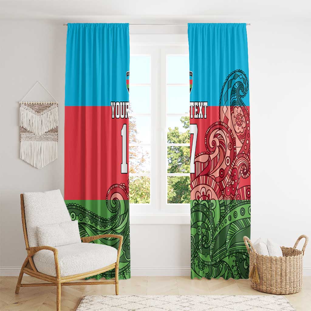 Custom Azerbaijan Football Window Curtain Azerbaijan Pattern Buta
