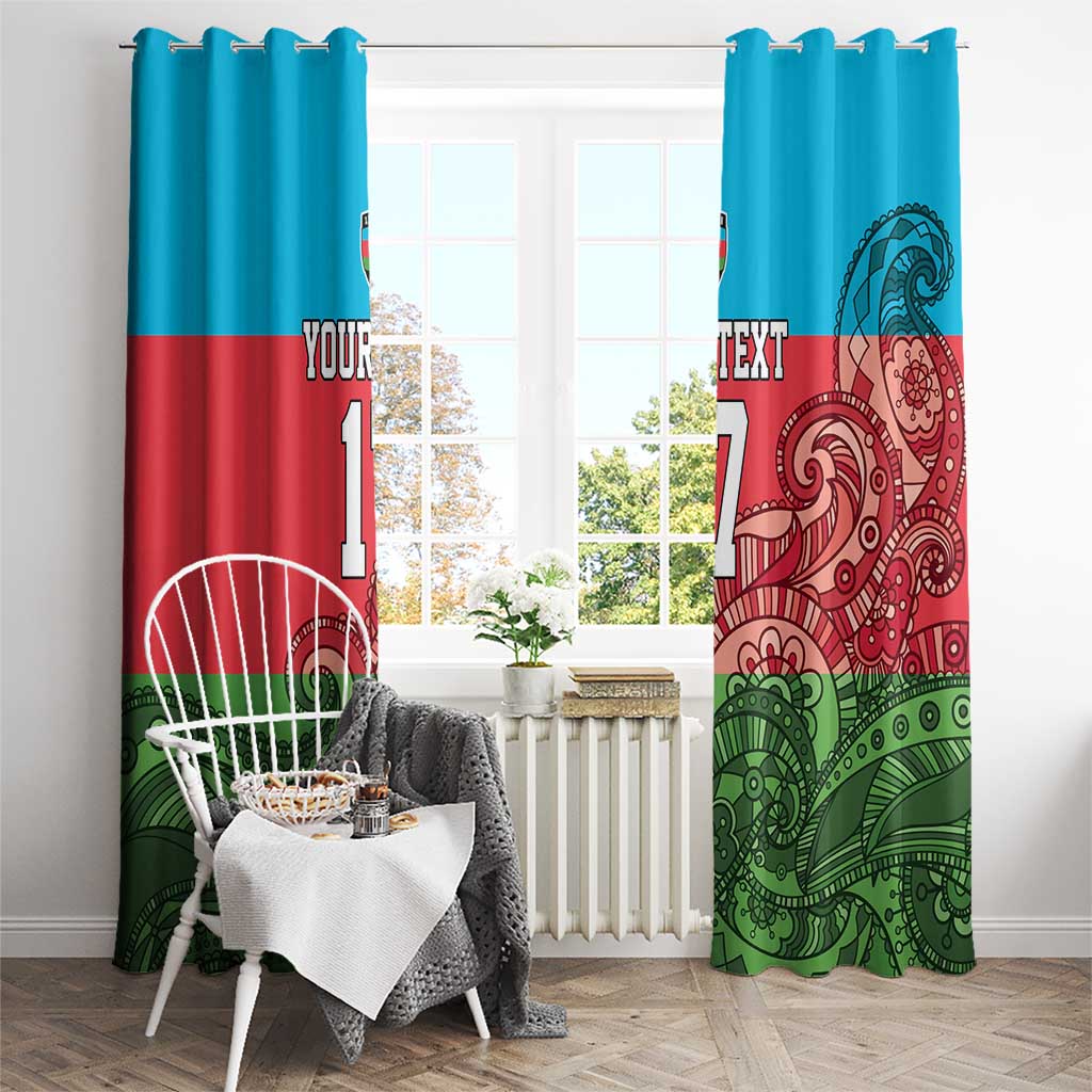 Custom Azerbaijan Football Window Curtain Azerbaijan Pattern Buta