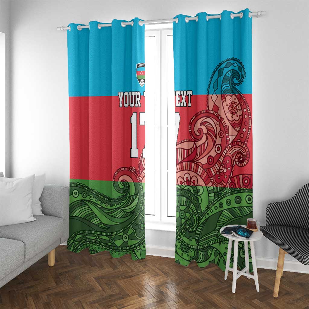 Custom Azerbaijan Football Window Curtain Azerbaijan Pattern Buta