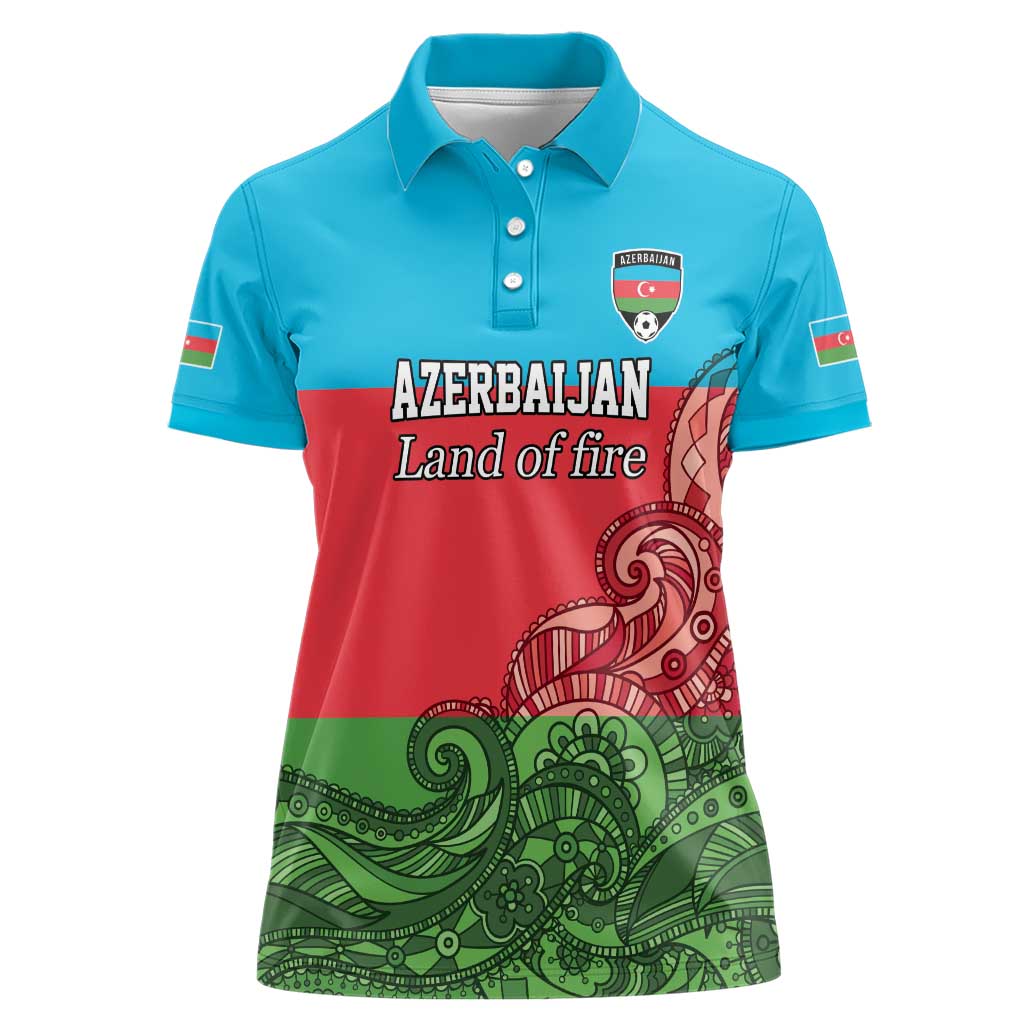 Custom Azerbaijan Football Women Polo Shirt Azerbaijan Pattern Buta