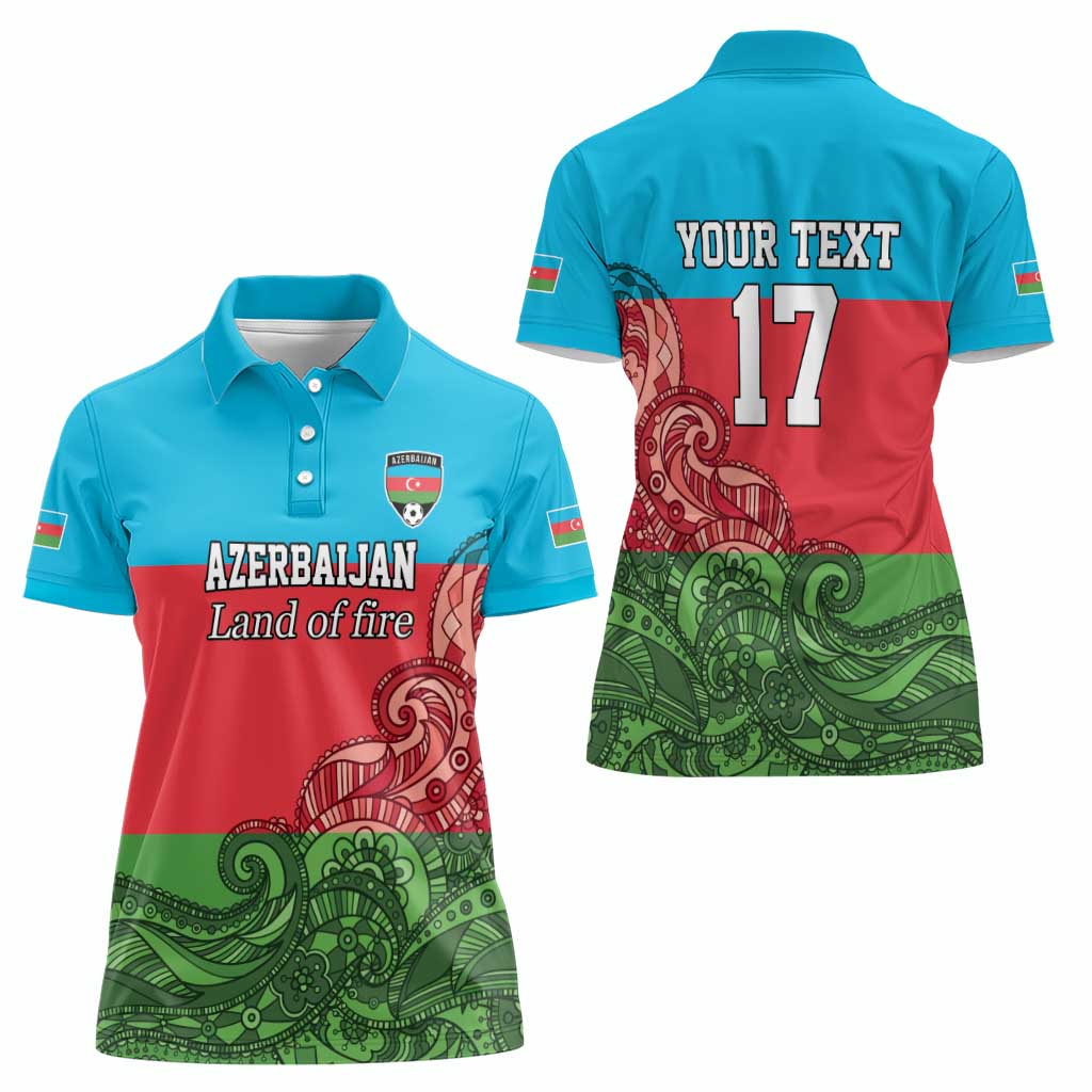 Custom Azerbaijan Football Women Polo Shirt Azerbaijan Pattern Buta