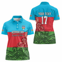 Custom Azerbaijan Football Women Polo Shirt Azerbaijan Pattern Buta