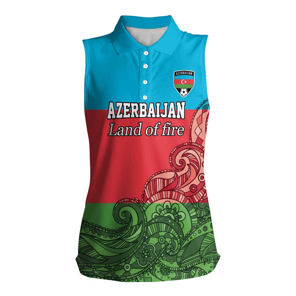 Custom Azerbaijan Football Women Sleeveless Polo Shirt Azerbaijan Pattern Buta