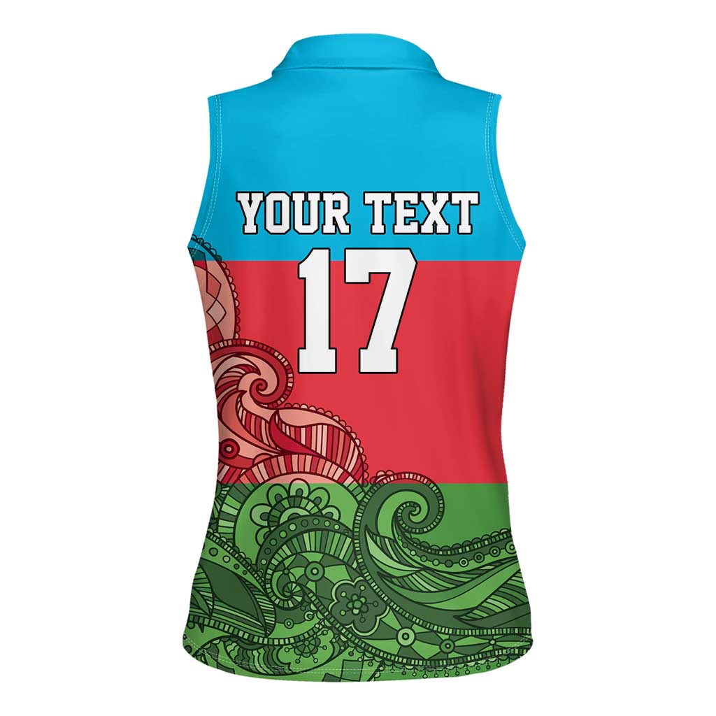 Custom Azerbaijan Football Women Sleeveless Polo Shirt Azerbaijan Pattern Buta