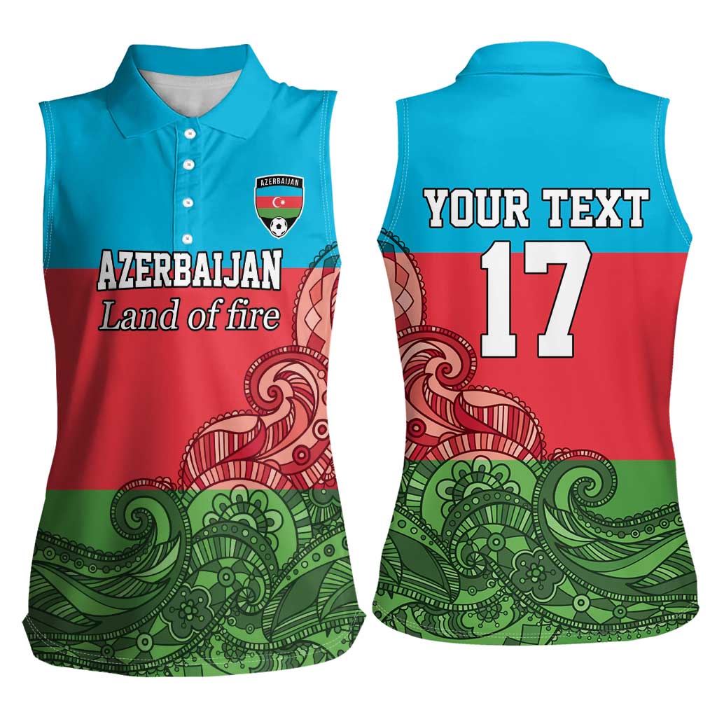 Custom Azerbaijan Football Women Sleeveless Polo Shirt Azerbaijan Pattern Buta