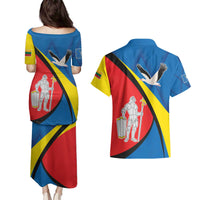 Lithuania Alytus County Couples Matching Puletasi and Hawaiian Shirt Alytaus Apskritis Coat of Arms