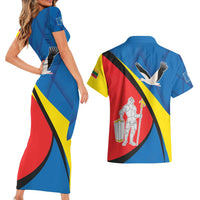 Lithuania Alytus County Couples Matching Short Sleeve Bodycon Dress and Hawaiian Shirt Alytaus Apskritis Coat of Arms