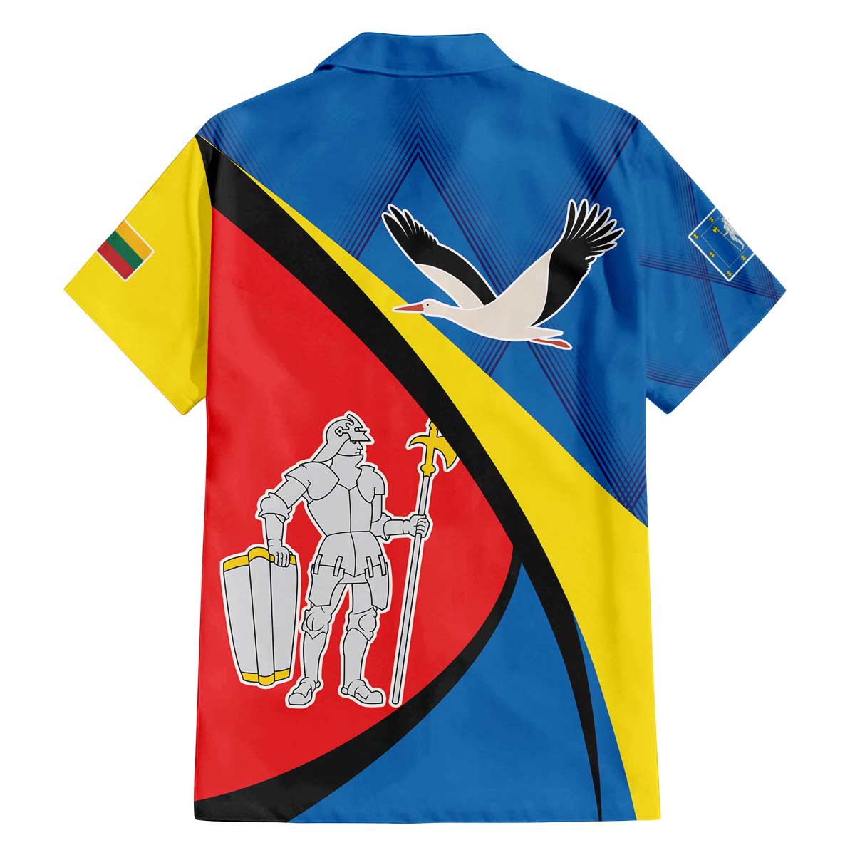 Lithuania Alytus County Family Matching Off The Shoulder Long Sleeve Dress and Hawaiian Shirt Alytaus Apskritis Coat of Arms