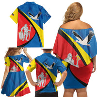 Lithuania Alytus County Family Matching Off Shoulder Short Dress and Hawaiian Shirt Alytaus Apskritis Coat of Arms