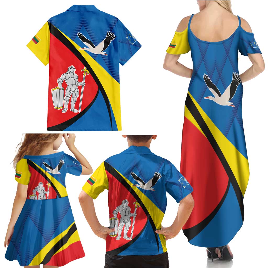 Lithuania Alytus County Family Matching Summer Maxi Dress and Hawaiian Shirt Alytaus Apskritis Coat of Arms