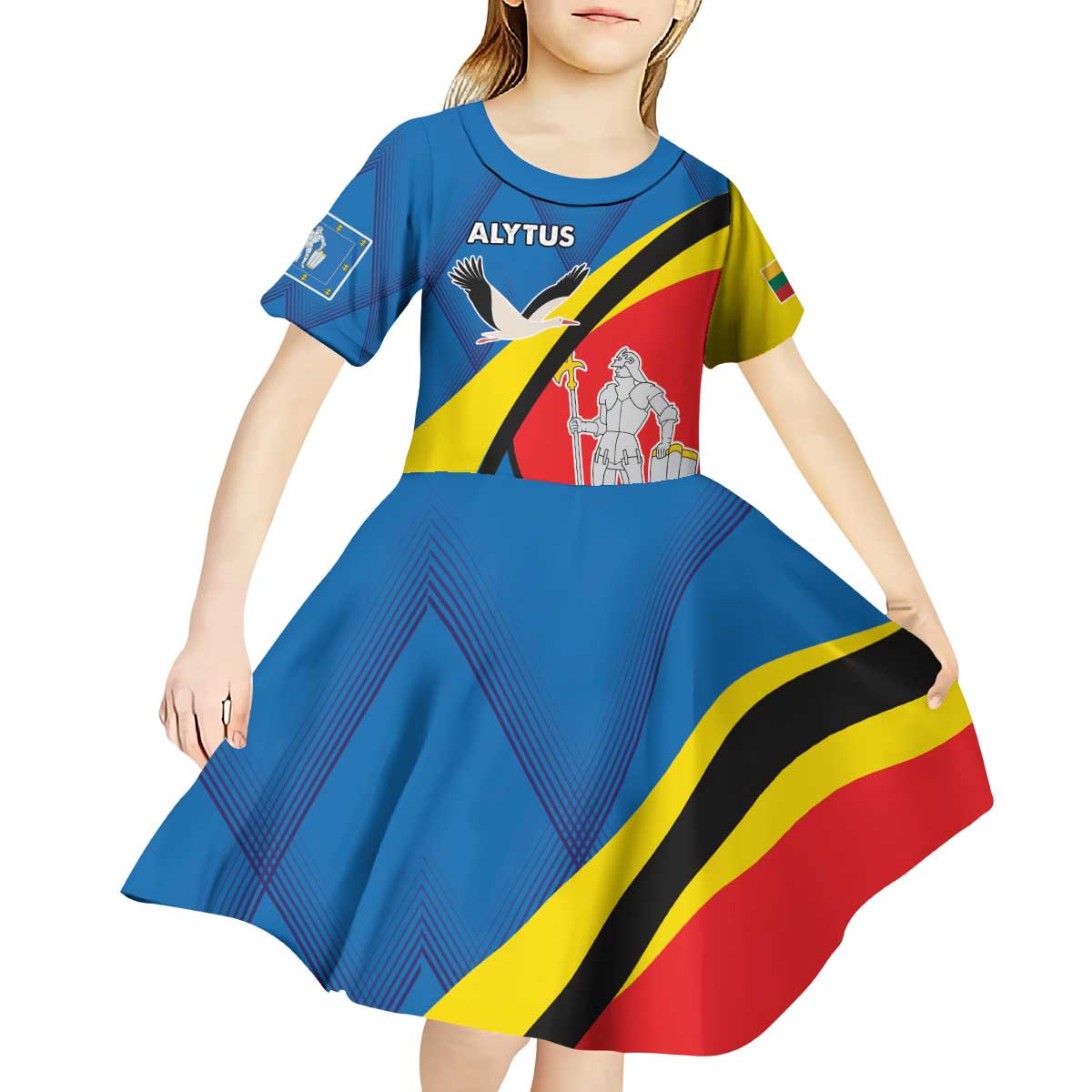 Lithuania Alytus County Kid Short Sleeve Dress Alytaus Apskritis Coat of Arms