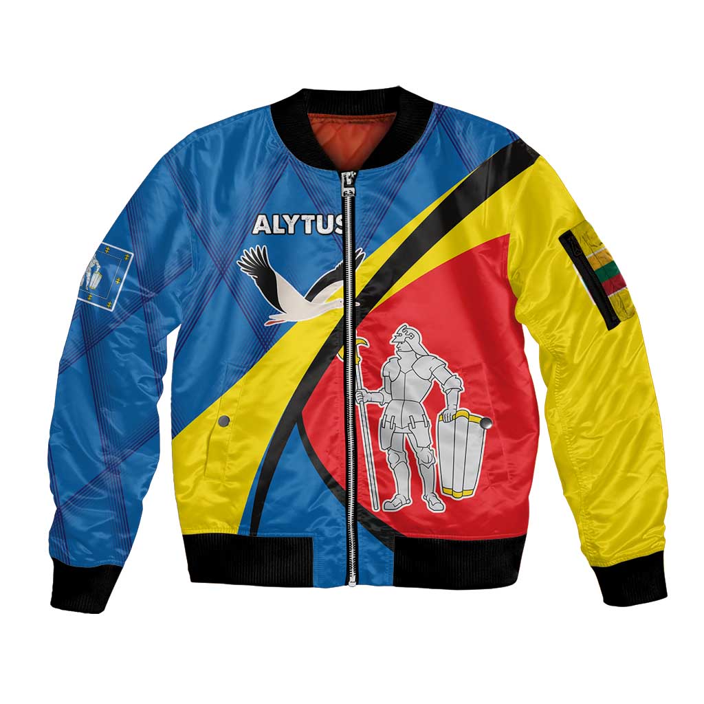 Lithuania Alytus County Sleeve Zip Bomber Jacket Alytaus Apskritis Coat of Arms LT17 - Wonder Print Shop