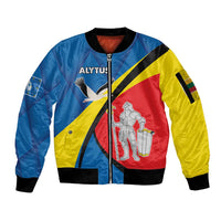 Lithuania Alytus County Sleeve Zip Bomber Jacket Alytaus Apskritis Coat of Arms LT17 - Wonder Print Shop