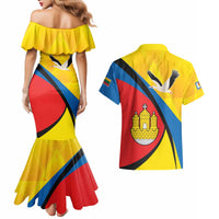 Lithuania Klaipeda Country Couples Matching Mermaid Dress and Hawaiian Shirt Klaipedos Apskritis Coat of Arms - Wonder Print Shop