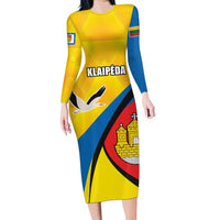 Lithuania Klaipeda Country Family Matching Long Sleeve Bodycon Dress and Hawaiian Shirt Klaipedos Apskritis Coat of Arms - Wonder Print Shop