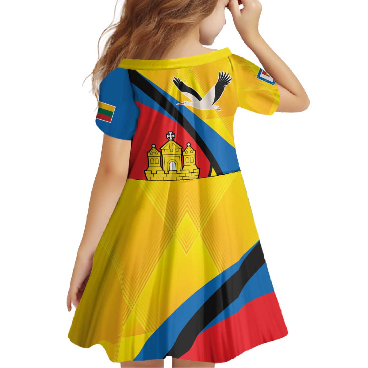 Lithuania Klaipeda Country Family Matching Off The Shoulder Long Sleeve Dress and Hawaiian Shirt Klaipedos Apskritis Coat of Arms - Wonder Print Shop