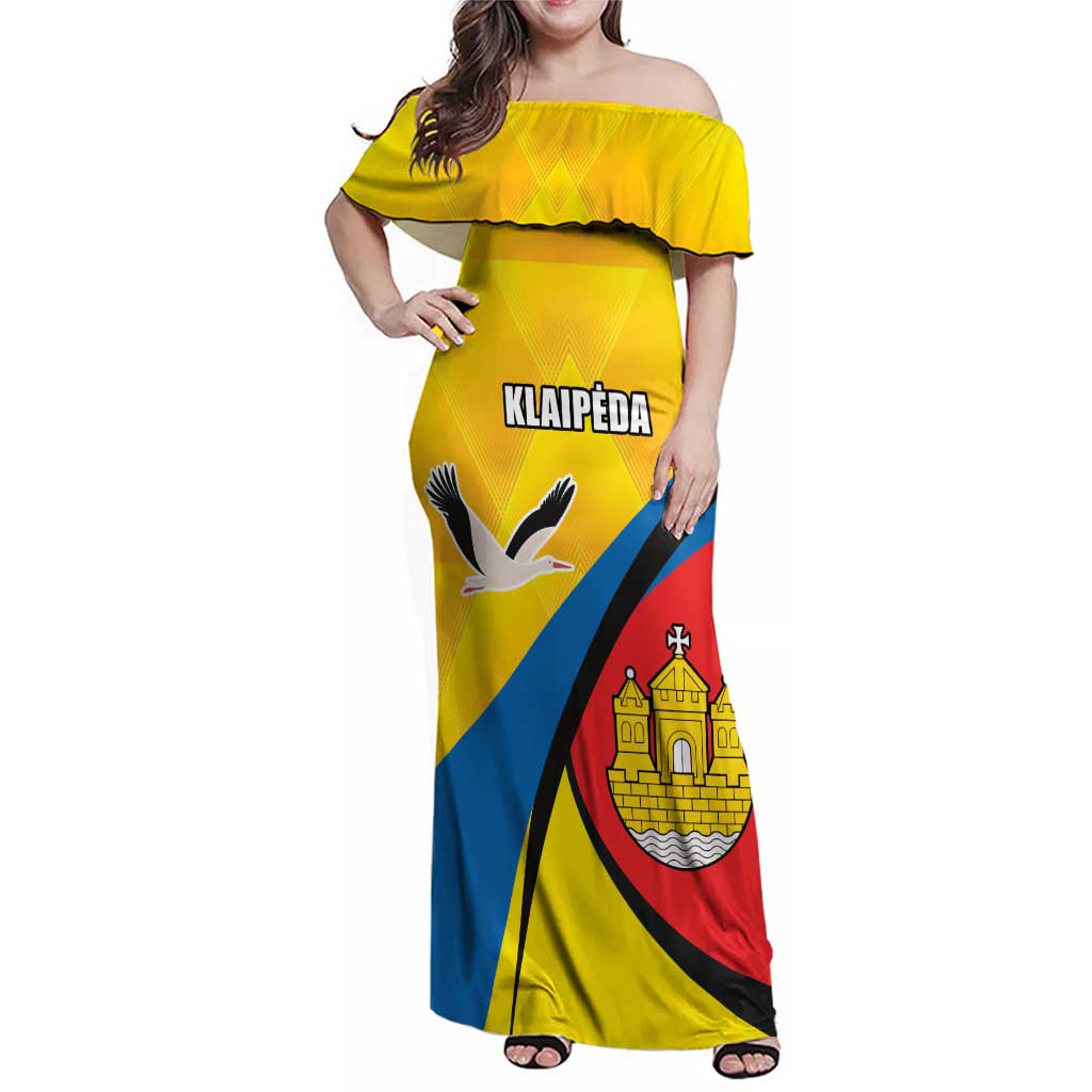 Lithuania Klaipeda Country Family Matching Off Shoulder Maxi Dress and Hawaiian Shirt Klaipedos Apskritis Coat of Arms - Wonder Print Shop