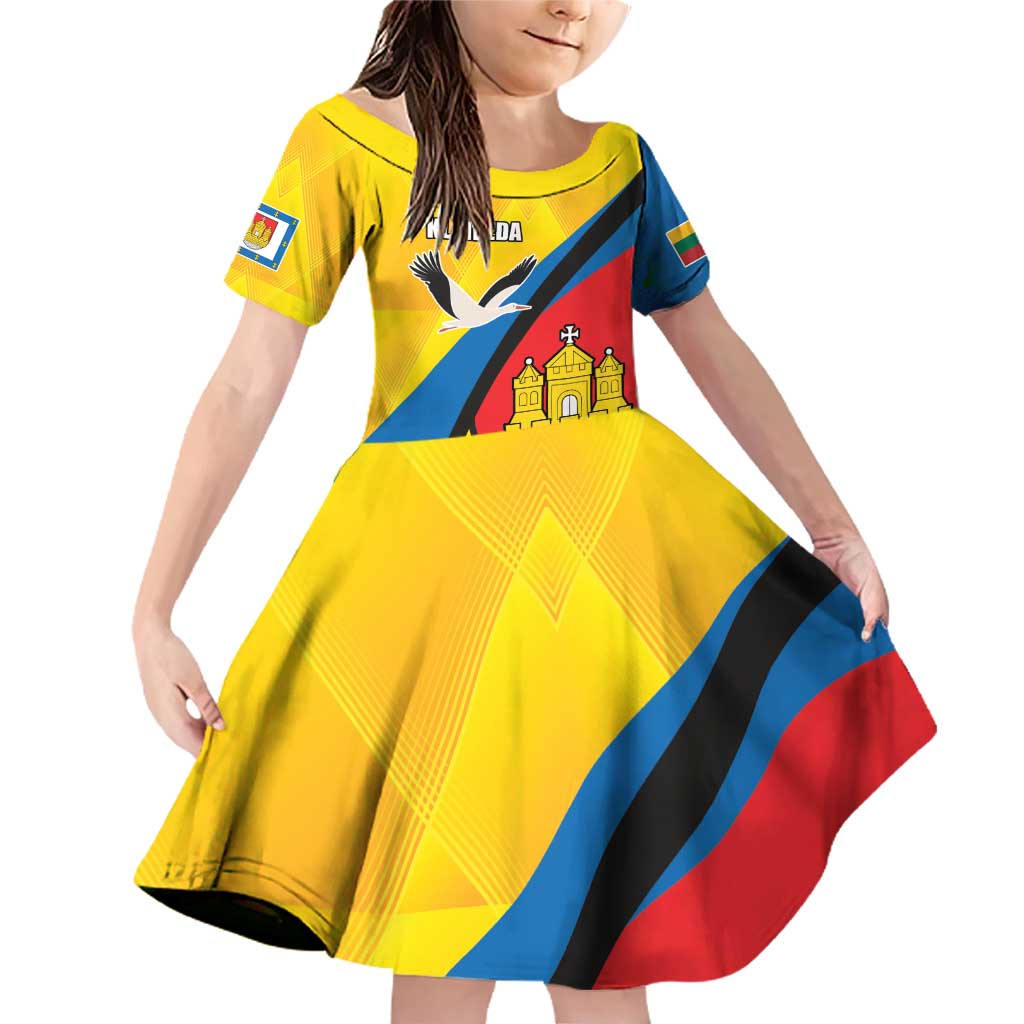 Lithuania Klaipeda Country Family Matching Off Shoulder Short Dress and Hawaiian Shirt Klaipedos Apskritis Coat of Arms - Wonder Print Shop