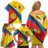 Lithuania Klaipeda Country Family Matching Off Shoulder Short Dress and Hawaiian Shirt Klaipedos Apskritis Coat of Arms - Wonder Print Shop