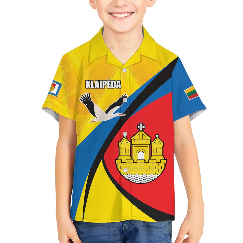 Lithuania Klaipeda Country Family Matching Short Sleeve Bodycon Dress and Hawaiian Shirt Klaipedos Apskritis Coat of Arms - Wonder Print Shop