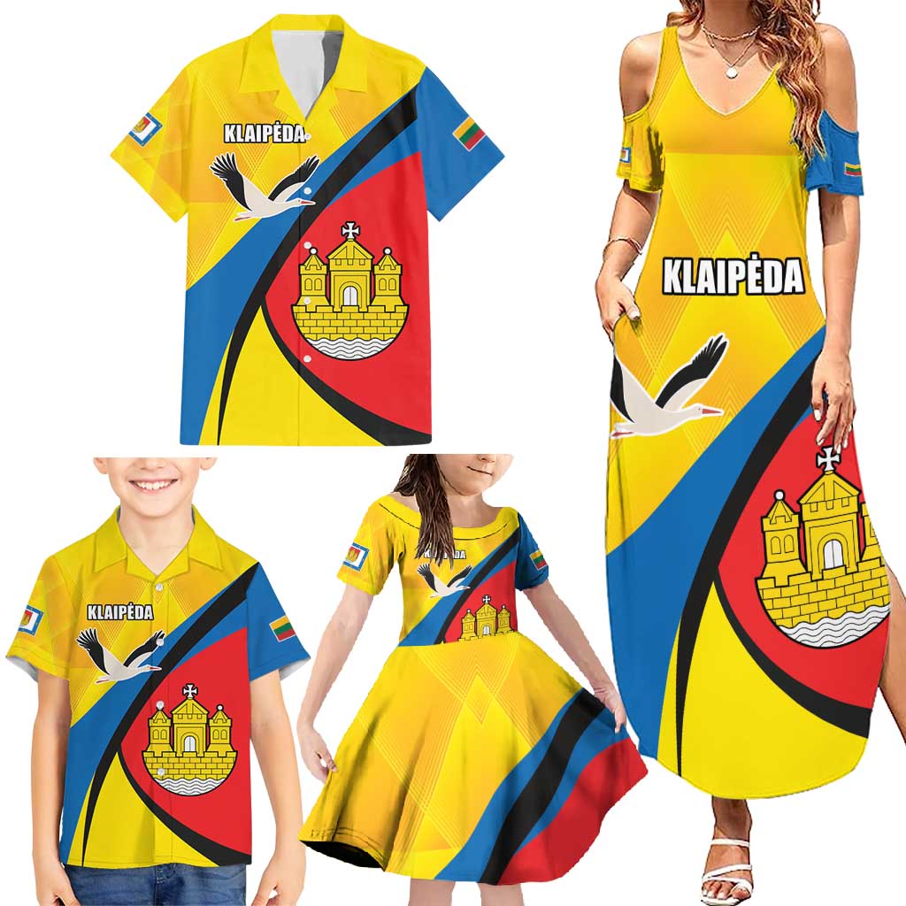Lithuania Klaipeda Country Family Matching Summer Maxi Dress and Hawaiian Shirt Klaipedos Apskritis Coat of Arms - Wonder Print Shop