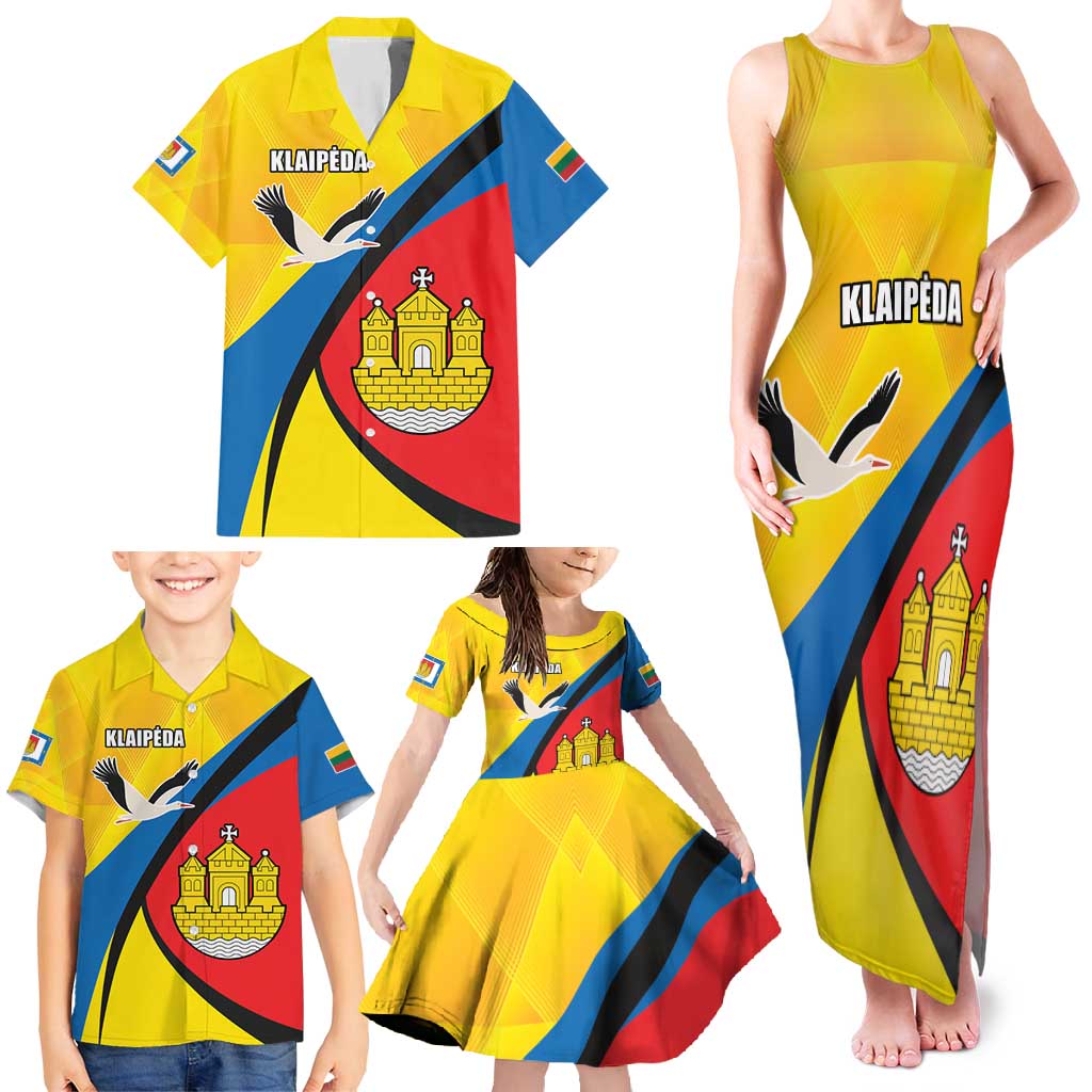 Lithuania Klaipeda Country Family Matching Tank Maxi Dress and Hawaiian Shirt Klaipedos Apskritis Coat of Arms - Wonder Print Shop