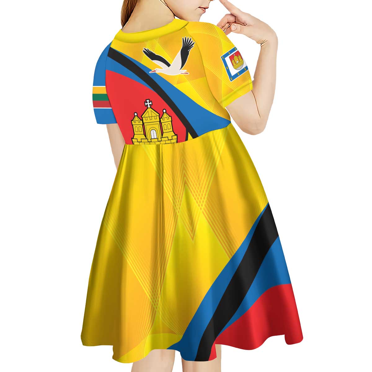 Lithuania Klaipeda Country Kid Short Sleeve Dress Klaipedos Apskritis Coat of Arms - Wonder Print Shop