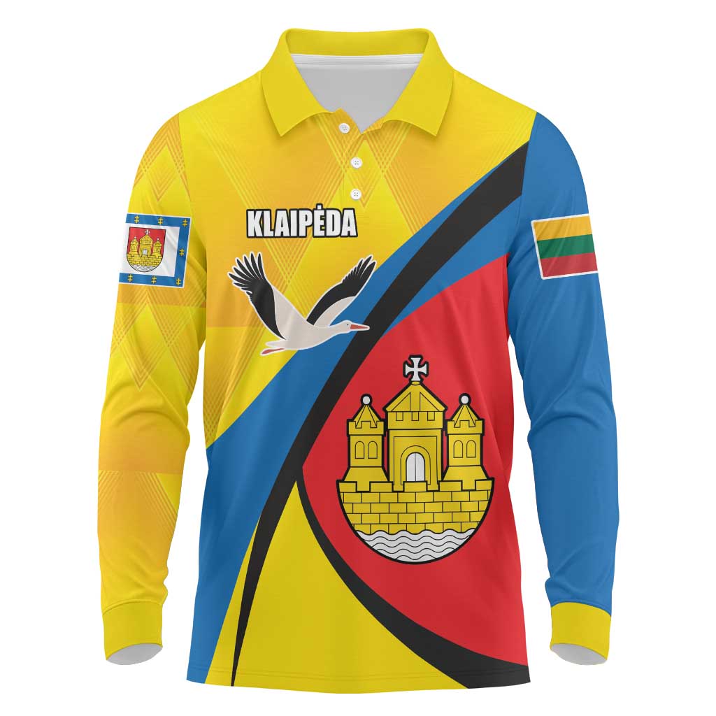 Lithuania Klaipeda Country Long Sleeve Polo Shirt Klaipedos Apskritis Coat of Arms - Wonder Print Shop