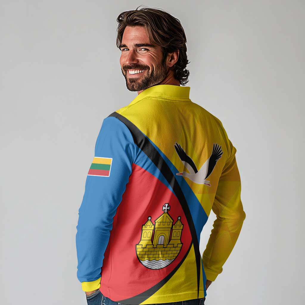 Lithuania Klaipeda Country Long Sleeve Polo Shirt Klaipedos Apskritis Coat of Arms - Wonder Print Shop
