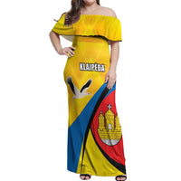 Lithuania Klaipeda Country Off Shoulder Maxi Dress Klaipedos Apskritis Coat of Arms - Wonder Print Shop