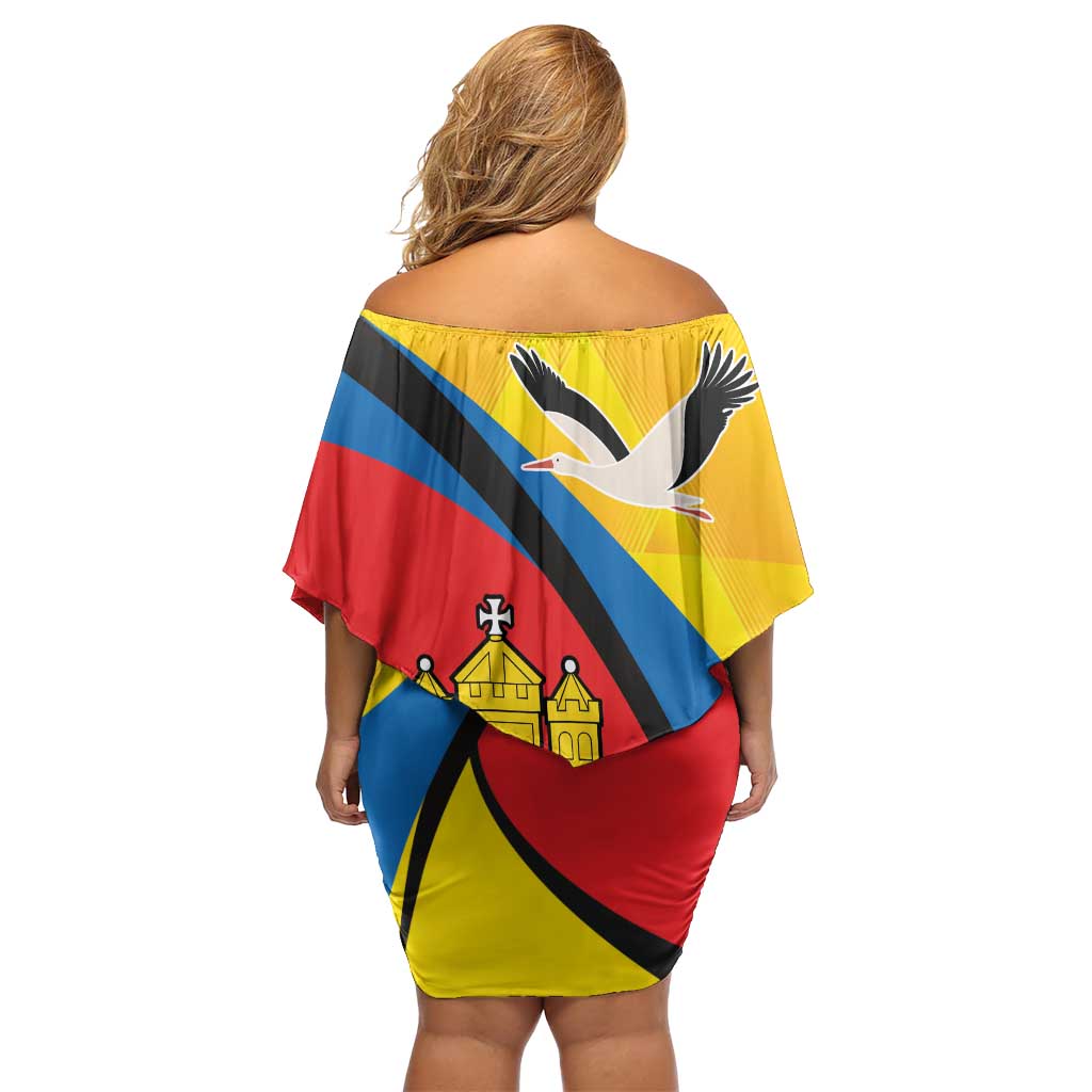 Lithuania Klaipeda Country Off Shoulder Short Dress Klaipedos Apskritis Coat of Arms - Wonder Print Shop