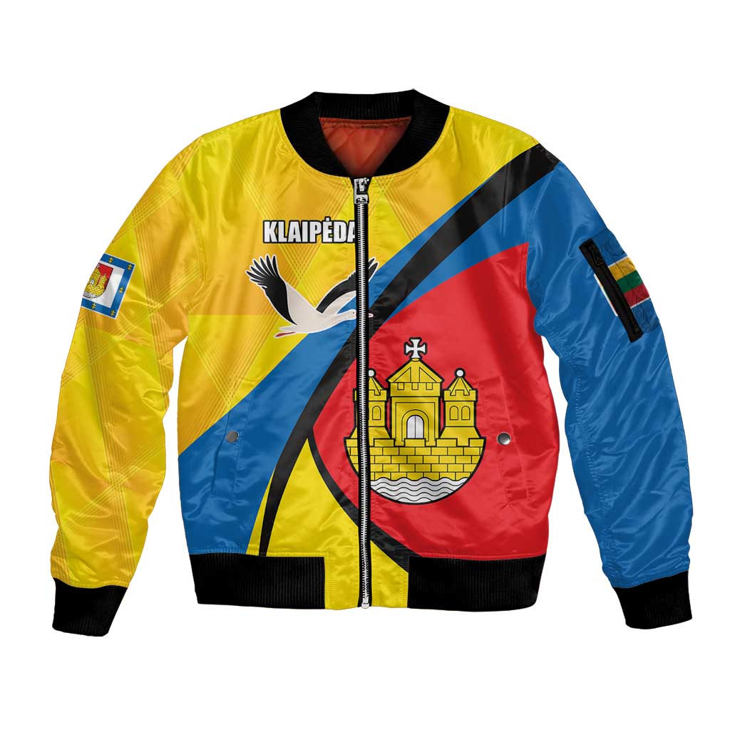 Lithuania Klaipeda Country Sleeve Zip Bomber Jacket Klaipedos Apskritis Coat of Arms - Wonder Print Shop